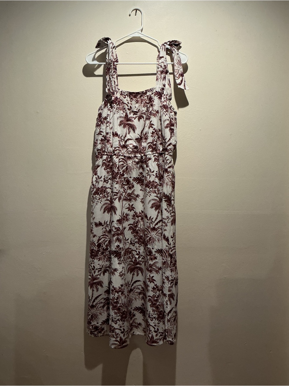 LC Lauren Conrad Tropical Palm Toile Tie Strap Dress Large L